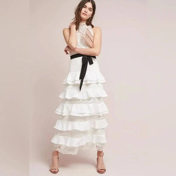 chinese dress ladies Poppy Lace Applique Floral Midi Dress by ML Monique Lhuillier main image 0